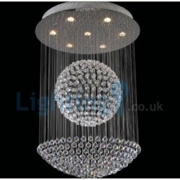 Lámpara de araña contemporánea moderna con montaje empotrado, lámpara colgante con forma de gota de lluvia de cristal