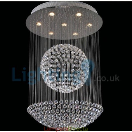 Lámpara de araña contemporánea moderna con montaje empotrado, lámpara colgante con forma de gota de lluvia de cristal Lámpara de araña contemporánea moderna con montaje empotrado, lámpara colgante con forma de gota de lluvia de cristal