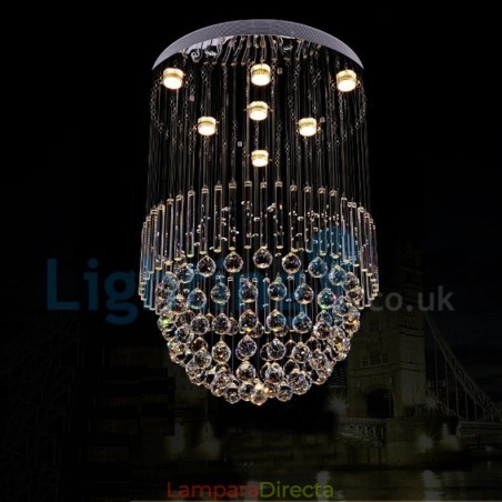 Lámpara de araña contemporánea moderna con montaje empotrado, lámpara colgante con forma de gota de lluvia de cristal Lámpara de araña contemporánea moderna con montaje empotrado, lámpara colgante con forma de gota de lluvia de cristal