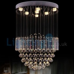 Lámpara de araña contemporánea moderna con montaje empotrado, lámpara colgante con forma de gota de lluvia de cristal