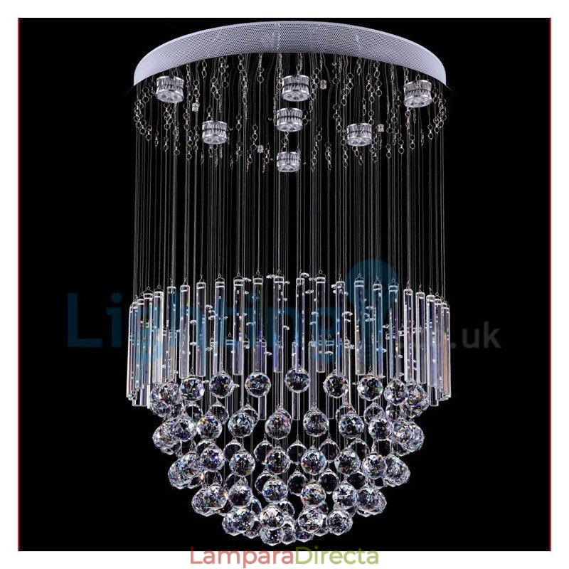 Lámpara de araña contemporánea moderna con montaje empotrado, lámpara colgante con forma de gota de lluvia de cristal