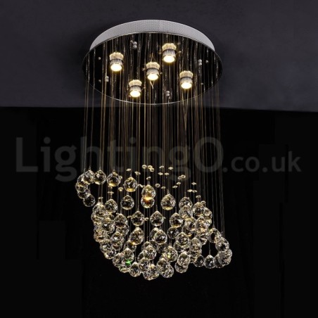 Lámpara de araña contemporánea moderna con montaje empotrado, lámpara colgante con forma de gota de lluvia de cristal Lámpara de araña contemporánea moderna con montaje empotrado, lámpara colgante con forma de gota de lluvia de cristal