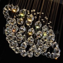 Lámpara de araña contemporánea moderna con montaje empotrado, lámpara colgante con forma de gota de lluvia de cristal