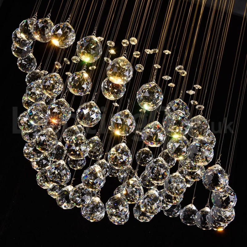 Lámpara de araña contemporánea moderna con montaje empotrado, lámpara colgante con forma de gota de lluvia de cristal