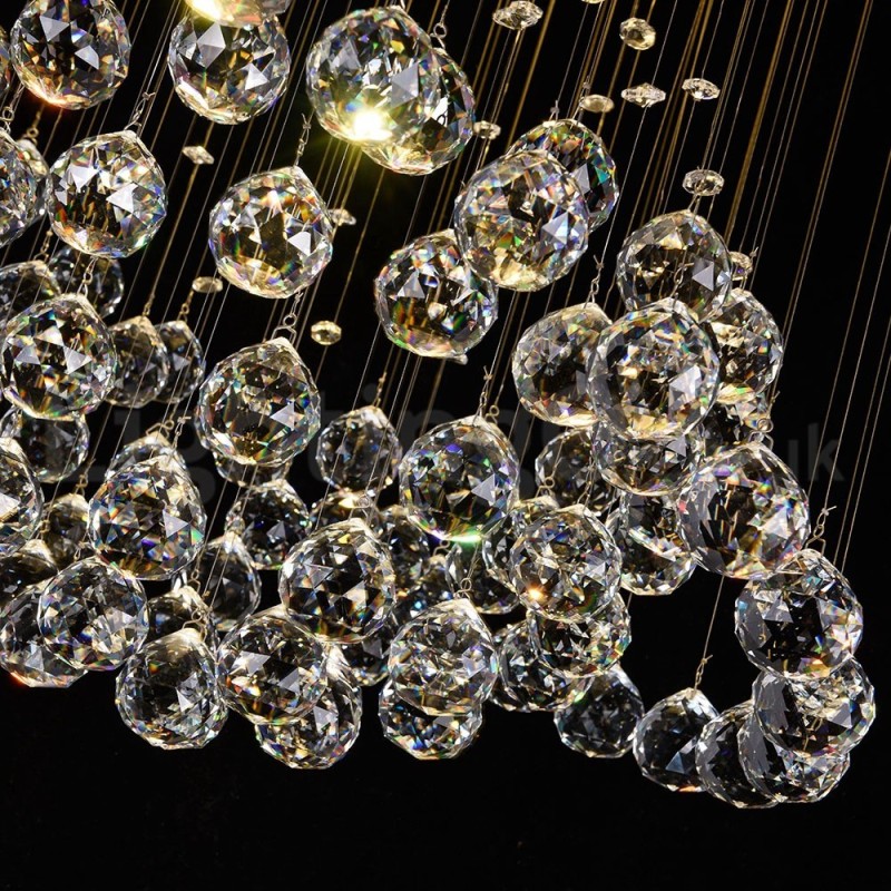 Lámpara de araña contemporánea moderna con montaje empotrado, lámpara colgante con forma de gota de lluvia de cristal
