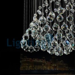 Lámpara de araña contemporánea moderna con montaje empotrado, lámpara colgante con forma de gota de lluvia de cristal