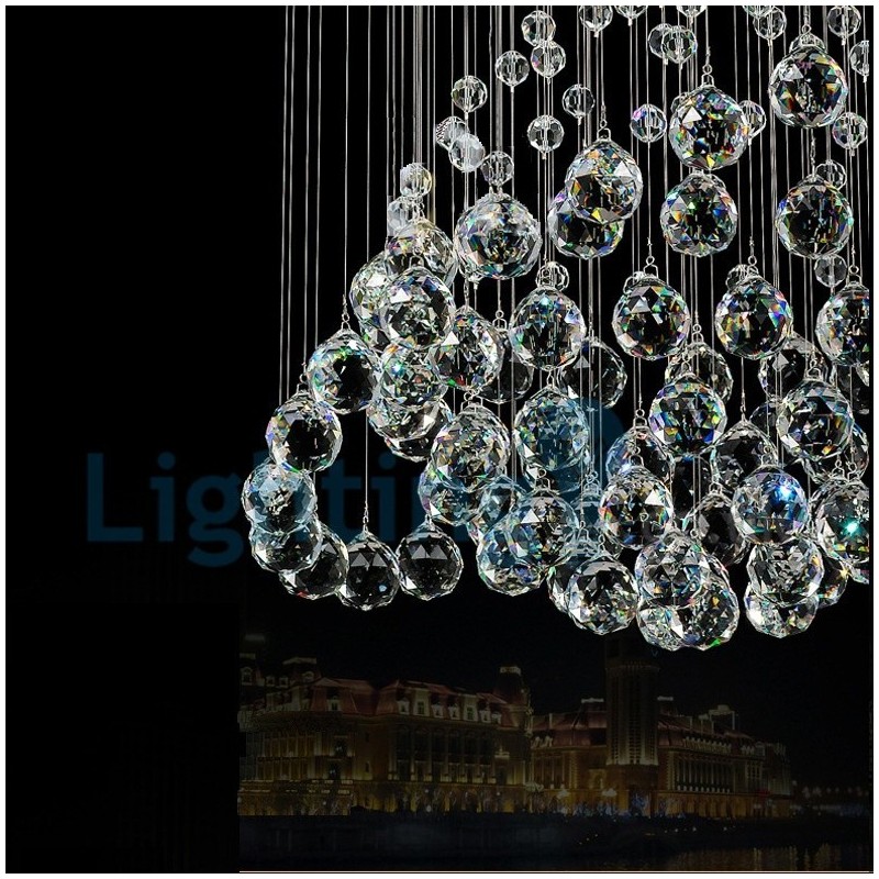 Lámpara de araña contemporánea moderna con montaje empotrado, lámpara colgante con forma de gota de lluvia de cristal