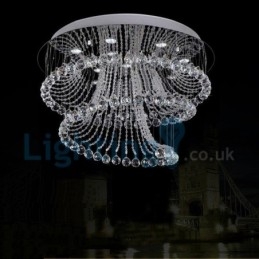 Lámpara de araña contemporánea moderna con montaje empotrado, lámpara colgante con forma de gota de lluvia de cristal