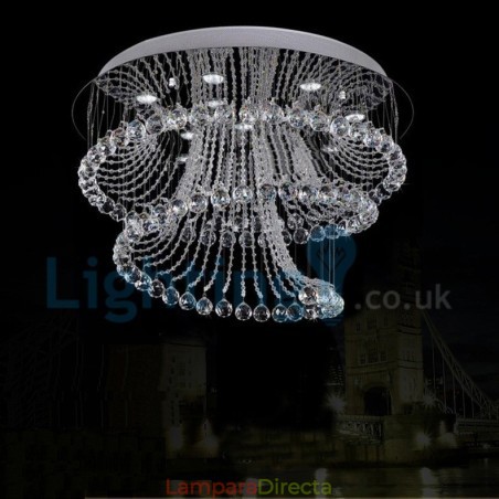 Lámpara de araña contemporánea moderna con montaje empotrado, lámpara colgante con forma de gota de lluvia de cristal Lámpara de araña contemporánea moderna con montaje empotrado, lámpara colgante con forma de gota de lluvia de cristal