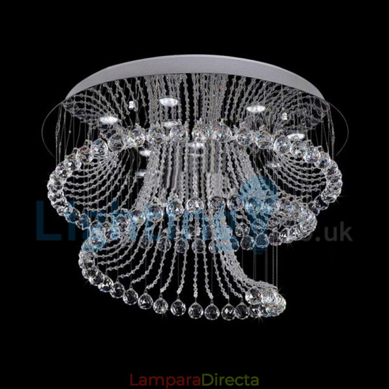 Lámpara de araña contemporánea moderna con montaje empotrado, lámpara colgante con forma de gota de lluvia de cristal