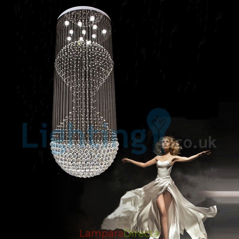 Lámpara de araña contemporánea moderna con montaje empotrado, lámpara colgante con forma de gota de lluvia de cristal