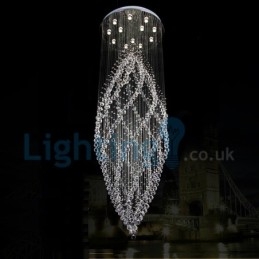 Lámpara de araña contemporánea moderna con montaje empotrado, lámpara colgante con forma de gota de lluvia de cristal