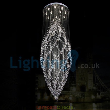 Lámpara de araña contemporánea moderna con montaje empotrado, lámpara colgante con forma de gota de lluvia de cristal Lámpara de araña contemporánea moderna con montaje empotrado, lámpara colgante con forma de gota de lluvia de cristal