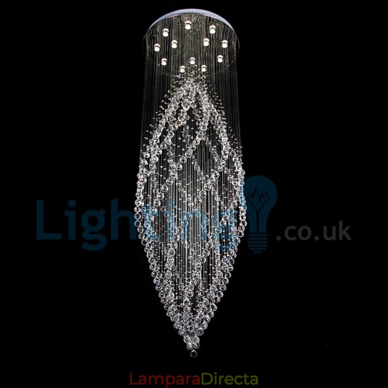 Lámpara de araña contemporánea moderna con montaje empotrado, lámpara colgante con forma de gota de lluvia de cristal