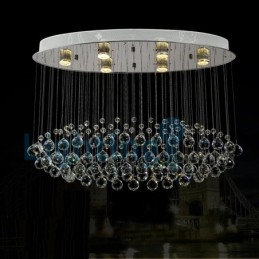 Lámpara de araña contemporánea moderna con montaje empotrado, lámpara colgante con forma de gota de lluvia de cristal