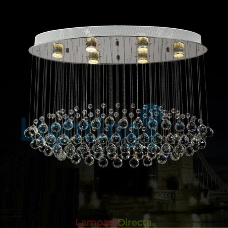 Lámpara de araña contemporánea moderna con montaje empotrado, lámpara colgante con forma de gota de lluvia de cristal Lámpara de araña contemporánea moderna con montaje empotrado, lámpara colgante con forma de gota de lluvia de cristal