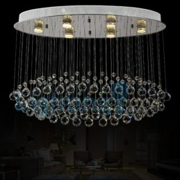Lámpara de araña contemporánea moderna con montaje empotrado, lámpara colgante con forma de gota de lluvia de cristal