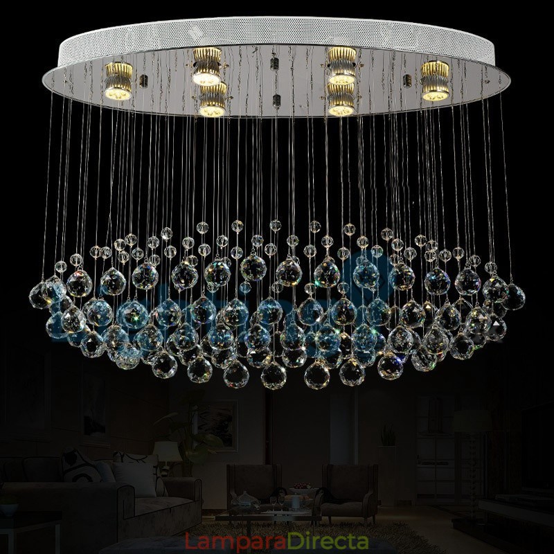 Lámpara de araña contemporánea moderna con montaje empotrado, lámpara colgante con forma de gota de lluvia de cristal