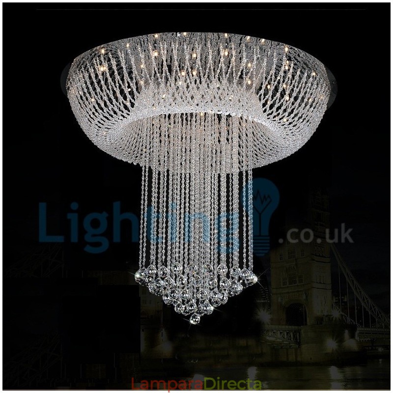 Lámpara de araña contemporánea moderna con montaje empotrado, lámpara colgante con forma de gota de lluvia de cristal