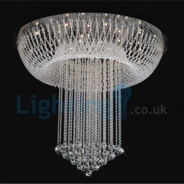 Lámpara de araña contemporánea moderna con montaje empotrado, lámpara colgante con forma de gota de lluvia de cristal