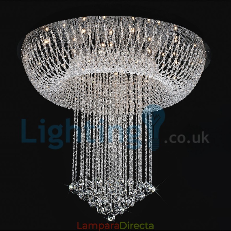 Lámpara de araña contemporánea moderna con montaje empotrado, lámpara colgante con forma de gota de lluvia de cristal