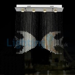 Lámpara de araña contemporánea moderna con montaje empotrado, lámpara colgante con forma de gota de lluvia de cristal