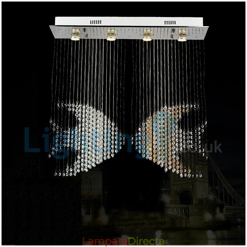Lámpara de araña contemporánea moderna con montaje empotrado, lámpara colgante con forma de gota de lluvia de cristal