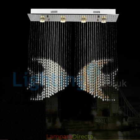 Lámpara de araña contemporánea moderna con montaje empotrado, lámpara colgante con forma de gota de lluvia de cristal Lámpara de araña contemporánea moderna con montaje empotrado, lámpara colgante con forma de gota de lluvia de cristal