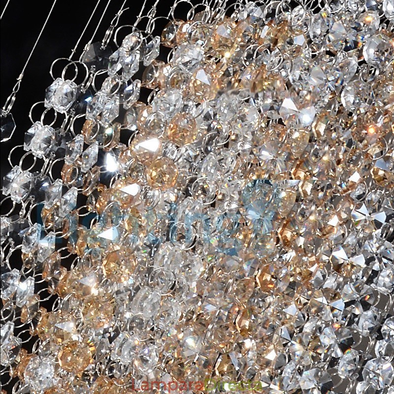 Lámpara de araña contemporánea moderna con montaje empotrado, lámpara colgante con forma de gota de lluvia de cristal