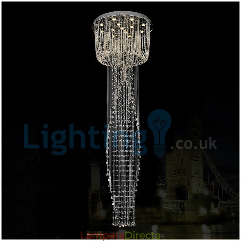Lámpara de araña contemporánea moderna con montaje empotrado, lámpara colgante con forma de gota de lluvia de cristal