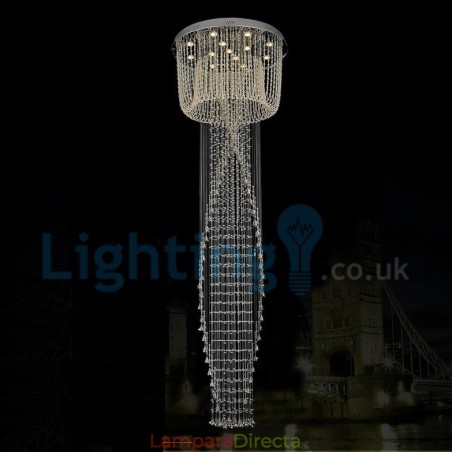 Lámpara de araña contemporánea moderna con montaje empotrado, lámpara colgante con forma de gota de lluvia de cristal Lámpara de araña contemporánea moderna con montaje empotrado, lámpara colgante con forma de gota de lluvia de cristal