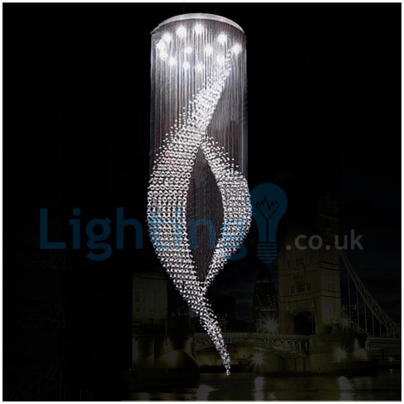Lámpara colgante empotrada moderna y contemporánea con forma de gota de lluvia de cristal
