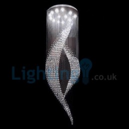 Lámpara colgante empotrada moderna y contemporánea con forma de gota de lluvia de cristal