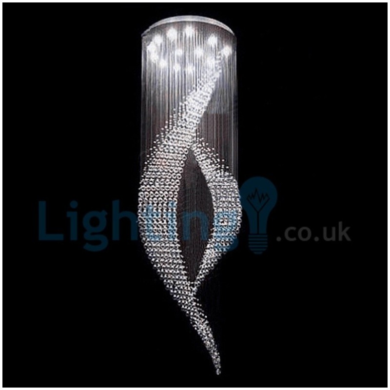 Lámpara colgante empotrada moderna y contemporánea con forma de gota de lluvia de cristal
