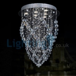 Lámpara de araña contemporánea moderna con montaje empotrado, lámpara colgante con forma de gota de lluvia de cristal