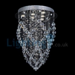 Lámpara de araña contemporánea moderna con montaje empotrado, lámpara colgante con forma de gota de lluvia de cristal
