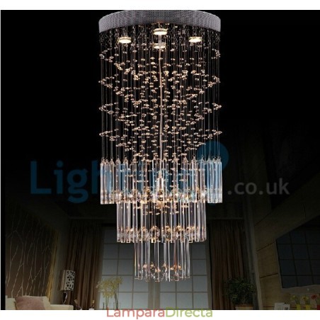Lámpara de araña contemporánea moderna con montaje empotrado, lámpara colgante con forma de gota de lluvia de cristal Lámpara de araña contemporánea moderna con montaje empotrado, lámpara colgante con forma de gota de lluvia de cristal