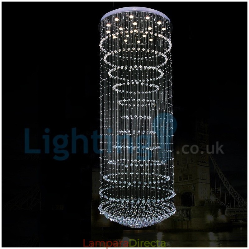 Lámpara de araña contemporánea moderna con montaje empotrado, lámpara colgante con forma de gota de lluvia de cristal