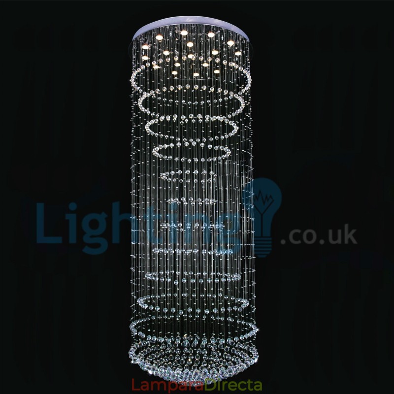 Lámpara de araña contemporánea moderna con montaje empotrado, lámpara colgante con forma de gota de lluvia de cristal