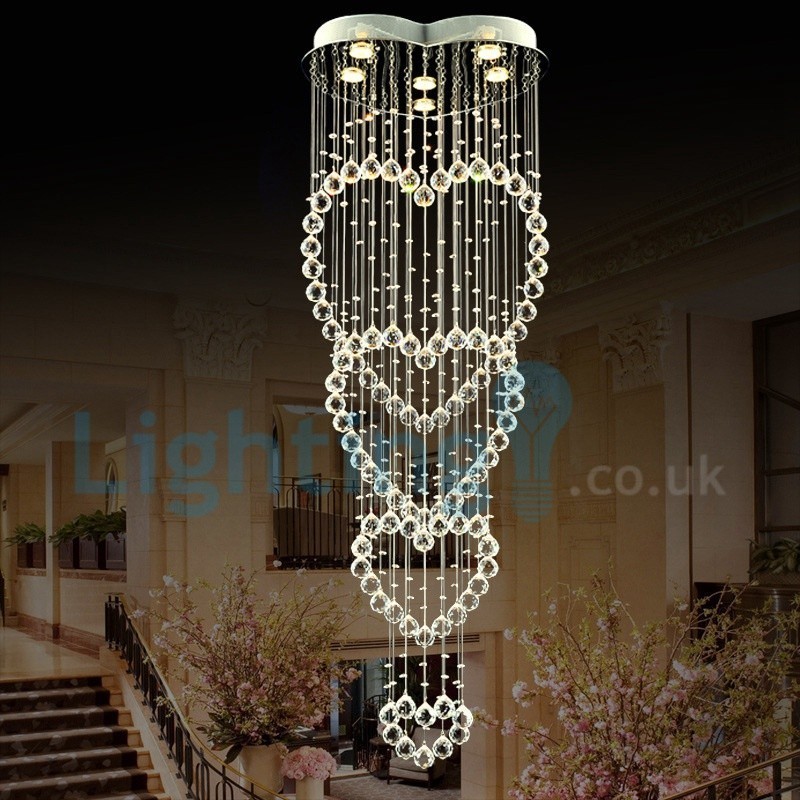 Lámpara de araña contemporánea moderna con montaje empotrado, lámpara colgante con forma de gota de lluvia de cristal