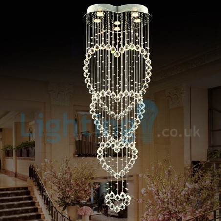 Lámpara de araña contemporánea moderna con montaje empotrado, lámpara colgante con forma de gota de lluvia de cristal Lámpara de araña contemporánea moderna con montaje empotrado, lámpara colgante con forma de gota de lluvia de cristal