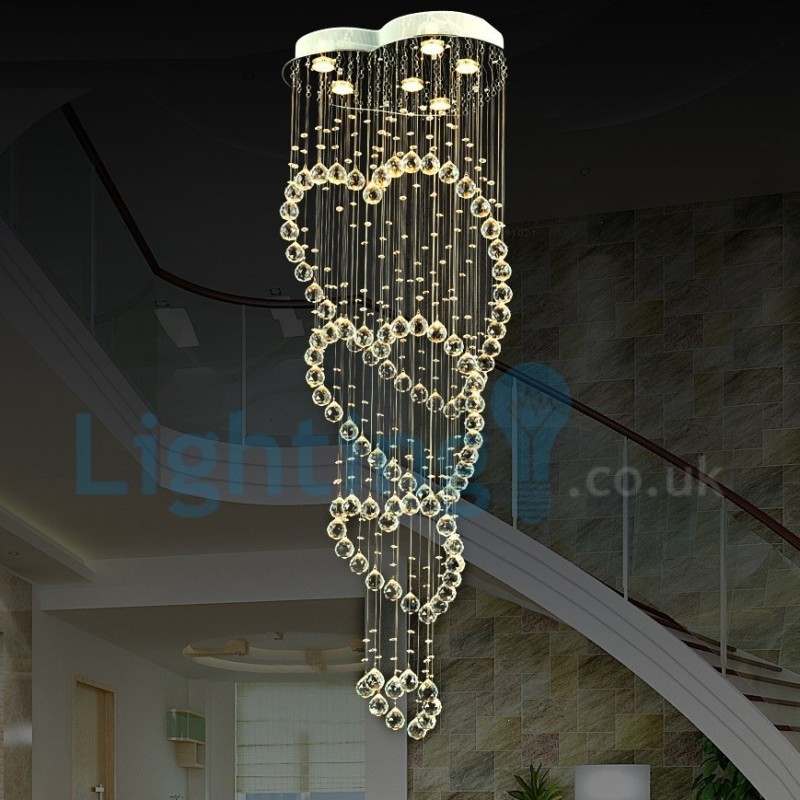 Lámpara de araña contemporánea moderna con montaje empotrado, lámpara colgante con forma de gota de lluvia de cristal