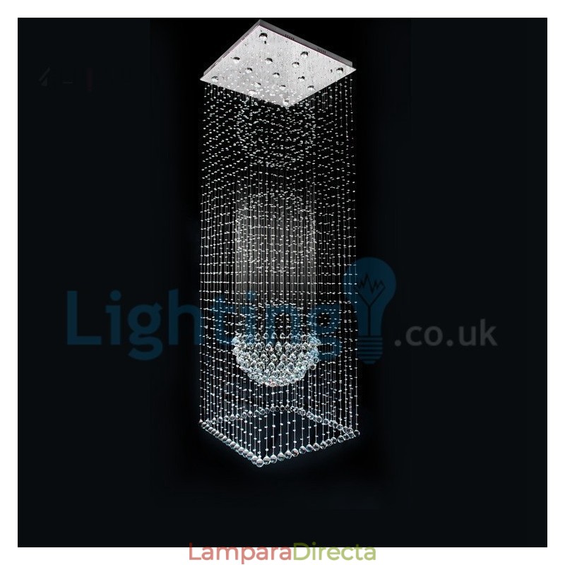 Lámpara de araña contemporánea moderna con montaje empotrado, lámpara colgante con forma de gota de lluvia de cristal
