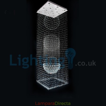 Lámpara de araña contemporánea moderna con montaje empotrado, lámpara colgante con forma de gota de lluvia de cristal Lámpara de araña contemporánea moderna con montaje empotrado, lámpara colgante con forma de gota de lluvia de cristal