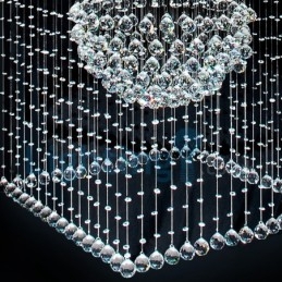 Lámpara de araña contemporánea moderna con montaje empotrado, lámpara colgante con forma de gota de lluvia de cristal