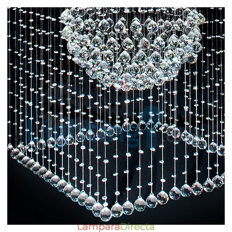 Lámpara de araña contemporánea moderna con montaje empotrado, lámpara colgante con forma de gota de lluvia de cristal