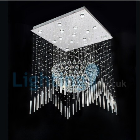 Lámpara de araña contemporánea moderna con montaje empotrado, lámpara colgante con forma de gota de lluvia de cristal Lámpara de araña contemporánea moderna con montaje empotrado, lámpara colgante con forma de gota de lluvia de cristal