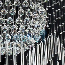Lámpara de araña contemporánea moderna con montaje empotrado, lámpara colgante con forma de gota de lluvia de cristal
