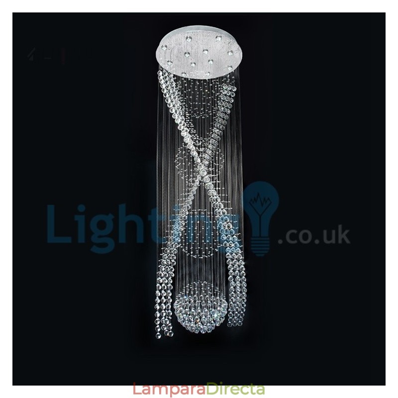 Lámpara de araña contemporánea moderna con montaje empotrado, lámpara colgante con forma de gota de lluvia de cristal