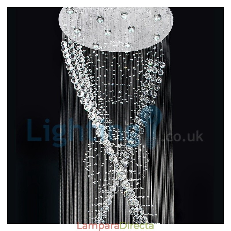 Lámpara de araña contemporánea moderna con montaje empotrado, lámpara colgante con forma de gota de lluvia de cristal